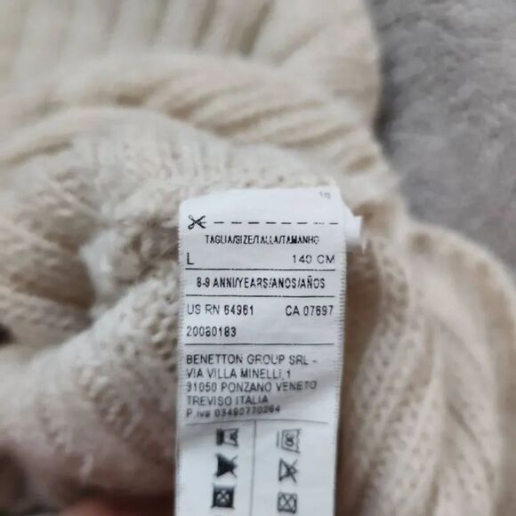 United Colors of Benetton Girls Size 8/9 Ivory Circle Knit Sweater - Picture 5 of 6